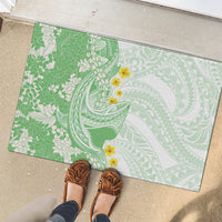 Green Hawaii Shark Tattoo Rubber Doormat Puakenikeni Lei Plumeria Polynesian Pattern LT14 - Polynesian Pride