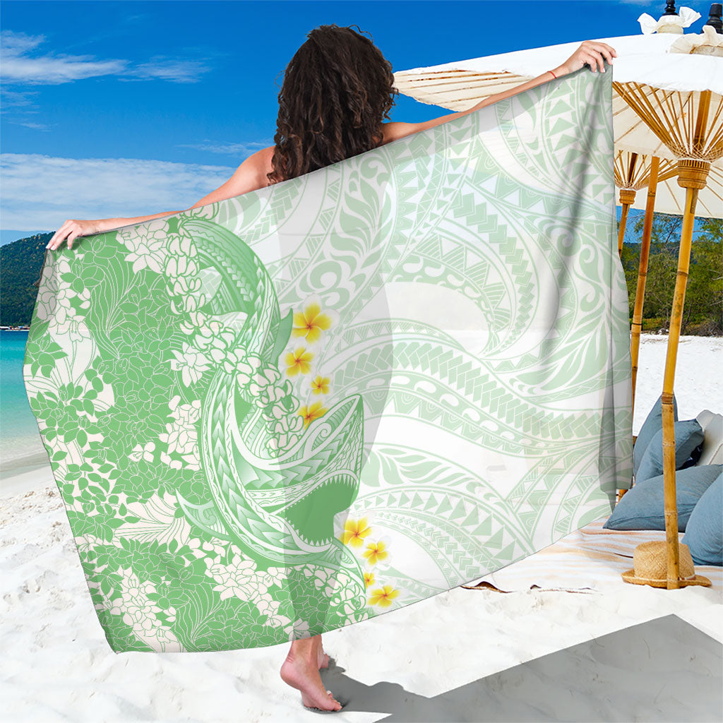 Green Hawaii Shark Tattoo Sarong Puakenikeni Lei Plumeria Polynesian Pattern LT14 One Size 44 x 66 inches Green - Polynesian Pride
