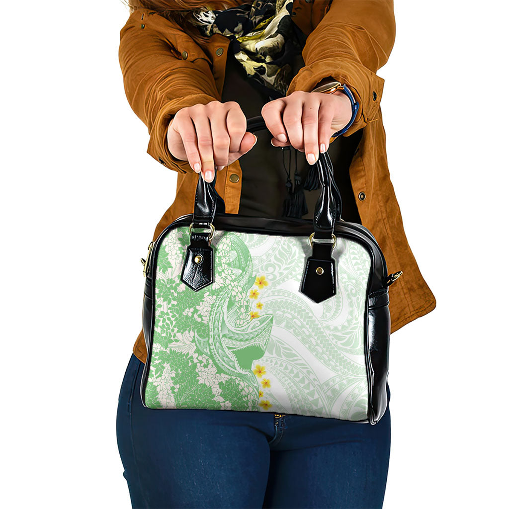 Green Hawaii Shark Tattoo Shoulder Handbag Puakenikeni Lei Plumeria Polynesian Pattern LT14 One Size Green - Polynesian Pride