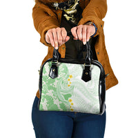 Green Hawaii Shark Tattoo Shoulder Handbag Puakenikeni Lei Plumeria Polynesian Pattern LT14 One Size Green - Polynesian Pride