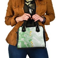 Green Hawaii Shark Tattoo Shoulder Handbag Puakenikeni Lei Plumeria Polynesian Pattern LT14 - Polynesian Pride