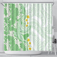 Green Hawaii Shark Tattoo Shower Curtain Puakenikeni Lei Plumeria Polynesian Pattern LT14 - Polynesian Pride
