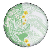 Green Hawaii Shark Tattoo Spare Tire Cover Puakenikeni Lei Plumeria Polynesian Pattern LT14 - Polynesian Pride