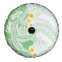 Green Hawaii Shark Tattoo Spare Tire Cover Puakenikeni Lei Plumeria Polynesian Pattern LT14 - Polynesian Pride