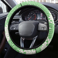 Green Hawaii Shark Tattoo Steering Wheel Cover Puakenikeni Lei Plumeria Polynesian Pattern LT14 - Polynesian Pride