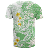 Green Hawaii Shark Tattoo T Shirt Puakenikeni Lei Plumeria Polynesian Pattern LT14 - Polynesian Pride