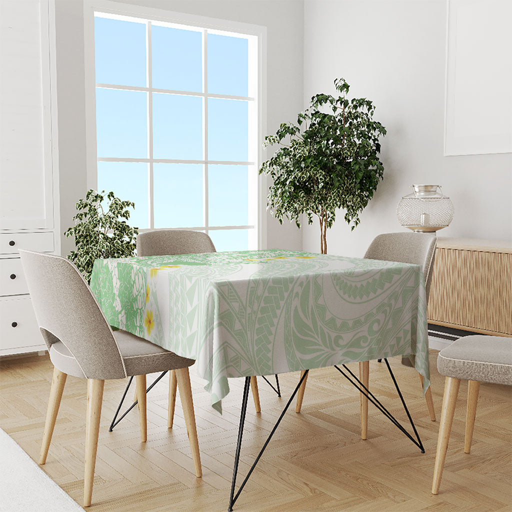 Green Hawaii Shark Tattoo Tablecloth Puakenikeni Lei Plumeria Polynesian Pattern LT14 - Polynesian Pride