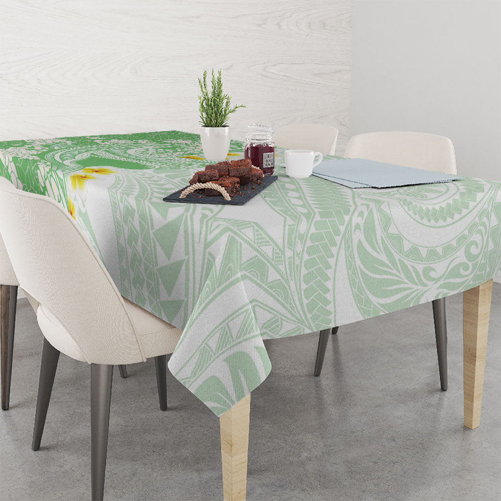 Green Hawaii Shark Tattoo Tablecloth Puakenikeni Lei Plumeria Polynesian Pattern LT14 - Polynesian Pride
