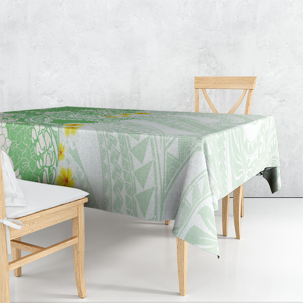 Green Hawaii Shark Tattoo Tablecloth Puakenikeni Lei Plumeria Polynesian Pattern LT14 - Polynesian Pride