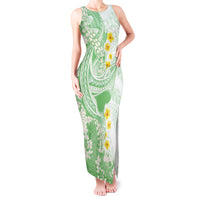 Green Hawaii Shark Tattoo Tank Maxi Dress Puakenikeni Lei Plumeria Polynesian Pattern LT14 Women Green - Polynesian Pride