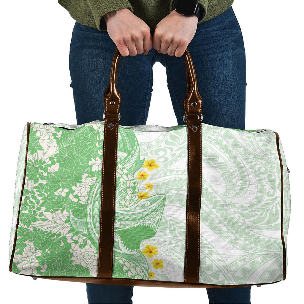 Green Hawaii Shark Tattoo Travel Bag Puakenikeni Lei Plumeria Polynesian Pattern LT14 Green - Polynesian Pride