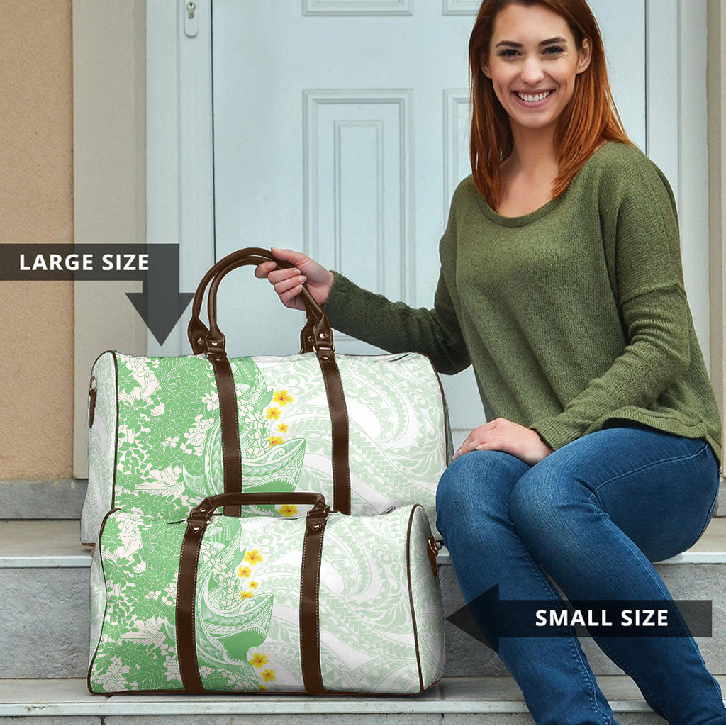 Green Hawaii Shark Tattoo Travel Bag Puakenikeni Lei Plumeria Polynesian Pattern LT14 - Polynesian Pride