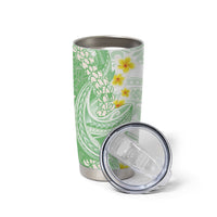 Green Hawaii Shark Tattoo Tumbler Cup Puakenikeni Lei Plumeria Polynesian Pattern