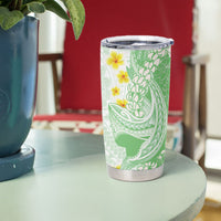 Green Hawaii Shark Tattoo Tumbler Cup Puakenikeni Lei Plumeria Polynesian Pattern