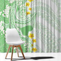 Green Hawaii Shark Tattoo Window Curtain Puakenikeni Lei Plumeria Polynesian Pattern LT14 - Polynesian Pride