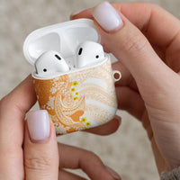 Orange Hawaii Shark Tattoo AirPods Case Puakenikeni Lei Plumeria Polynesian Pattern LT14 - Polynesian Pride