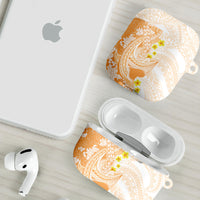 Orange Hawaii Shark Tattoo AirPods Case Puakenikeni Lei Plumeria Polynesian Pattern LT14 - Polynesian Pride