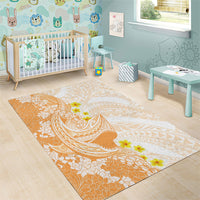 Orange Hawaii Shark Tattoo Area Rug Puakenikeni Lei Plumeria Polynesian Pattern LT14 - Polynesian Pride