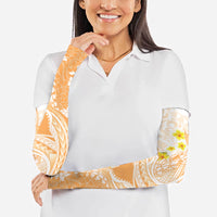 Orange Hawaii Shark Tattoo Arm Sleeves Puakenikeni Lei Plumeria Polynesian Pattern LT14 - Polynesian Pride