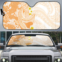 Orange Hawaii Shark Tattoo Auto Sun Shade Puakenikeni Lei Plumeria Polynesian Pattern LT14 Orange - Polynesian Pride
