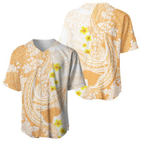 Orange Hawaii Shark Tattoo Baseball Jersey Puakenikeni Lei Plumeria Polynesian Pattern