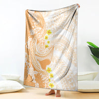 Orange Hawaii Shark Tattoo Blanket Puakenikeni Lei Plumeria Polynesian Pattern