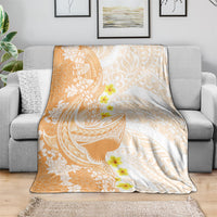 Orange Hawaii Shark Tattoo Blanket Puakenikeni Lei Plumeria Polynesian Pattern