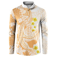 Orange Hawaii Shark Tattoo Button Sweatshirt Puakenikeni Lei Plumeria Polynesian Pattern LT14 Orange - Polynesian Pride