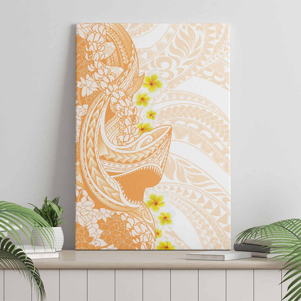 Orange Hawaii Shark Tattoo Canvas Wall Art Puakenikeni Lei Plumeria Polynesian Pattern LT14 - Polynesian Pride