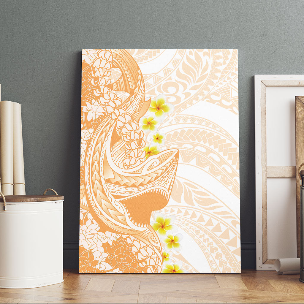 Orange Hawaii Shark Tattoo Canvas Wall Art Puakenikeni Lei Plumeria Polynesian Pattern LT14 - Polynesian Pride