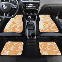 Orange Hawaii Shark Tattoo Car Mats Puakenikeni Lei Plumeria Polynesian Pattern LT14 Set 4pcs Orange - Polynesian Pride