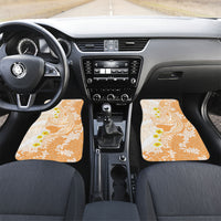 Orange Hawaii Shark Tattoo Car Mats Puakenikeni Lei Plumeria Polynesian Pattern LT14 Set 2pcs - Front Orange - Polynesian Pride