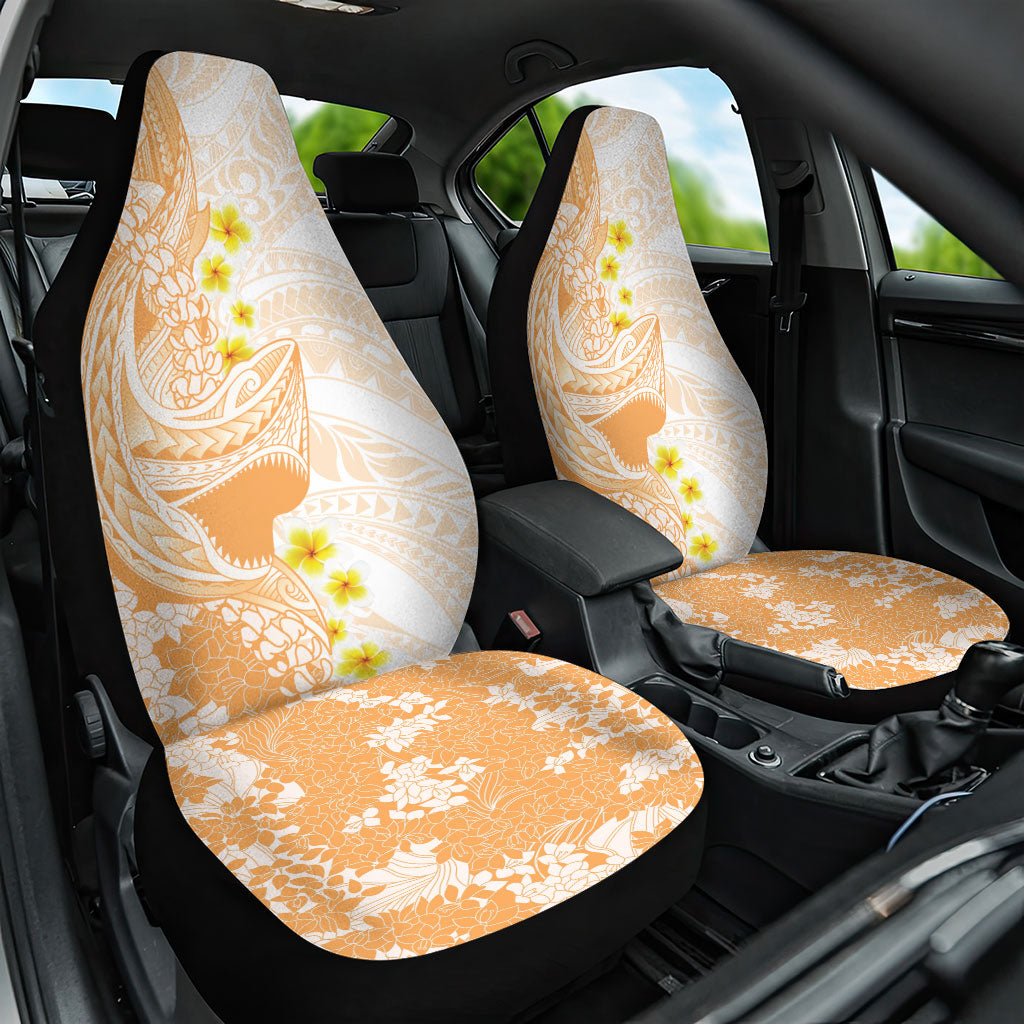 Orange Hawaii Shark Tattoo Car Seat Cover Puakenikeni Lei Plumeria Polynesian Pattern LT14 One Size Orange - Polynesian Pride