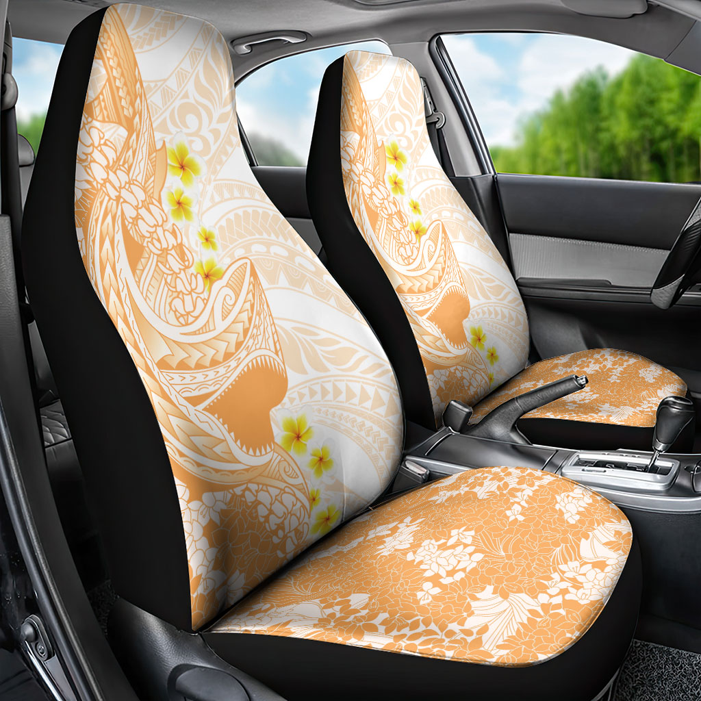 Orange Hawaii Shark Tattoo Car Seat Cover Puakenikeni Lei Plumeria Polynesian Pattern LT14 - Polynesian Pride