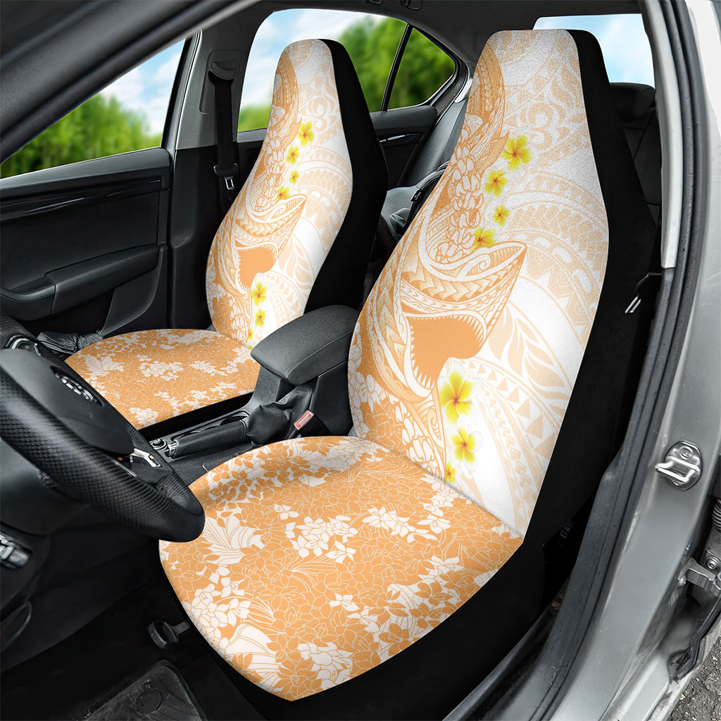 Orange Hawaii Shark Tattoo Car Seat Cover Puakenikeni Lei Plumeria Polynesian Pattern LT14 - Polynesian Pride
