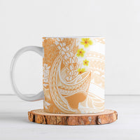 Orange Hawaii Shark Tattoo Ceramic Mug Puakenikeni Lei Plumeria Polynesian Pattern LT14 Orange - Polynesian Pride