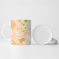 Orange Hawaii Shark Tattoo Ceramic Mug Puakenikeni Lei Plumeria Polynesian Pattern LT14 - Polynesian Pride