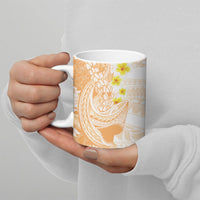 Orange Hawaii Shark Tattoo Ceramic Mug Puakenikeni Lei Plumeria Polynesian Pattern LT14 - Polynesian Pride