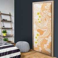 Orange Hawaii Shark Tattoo Door Cover Puakenikeni Lei Plumeria Polynesian Pattern LT14 - Polynesian Pride