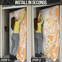 Orange Hawaii Shark Tattoo Door Cover Puakenikeni Lei Plumeria Polynesian Pattern LT14 - Polynesian Pride