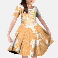 Orange Hawaii Shark Tattoo Family Matching Mermaid Dress and Hawaiian Shirt Puakenikeni Lei Plumeria Polynesian Pattern