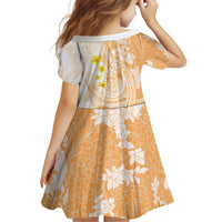 Orange Hawaii Shark Tattoo Family Matching Tank Maxi Dress and Hawaiian Shirt Puakenikeni Lei Plumeria Polynesian Pattern