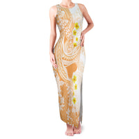 Orange Hawaii Shark Tattoo Family Matching Tank Maxi Dress and Hawaiian Shirt Puakenikeni Lei Plumeria Polynesian Pattern