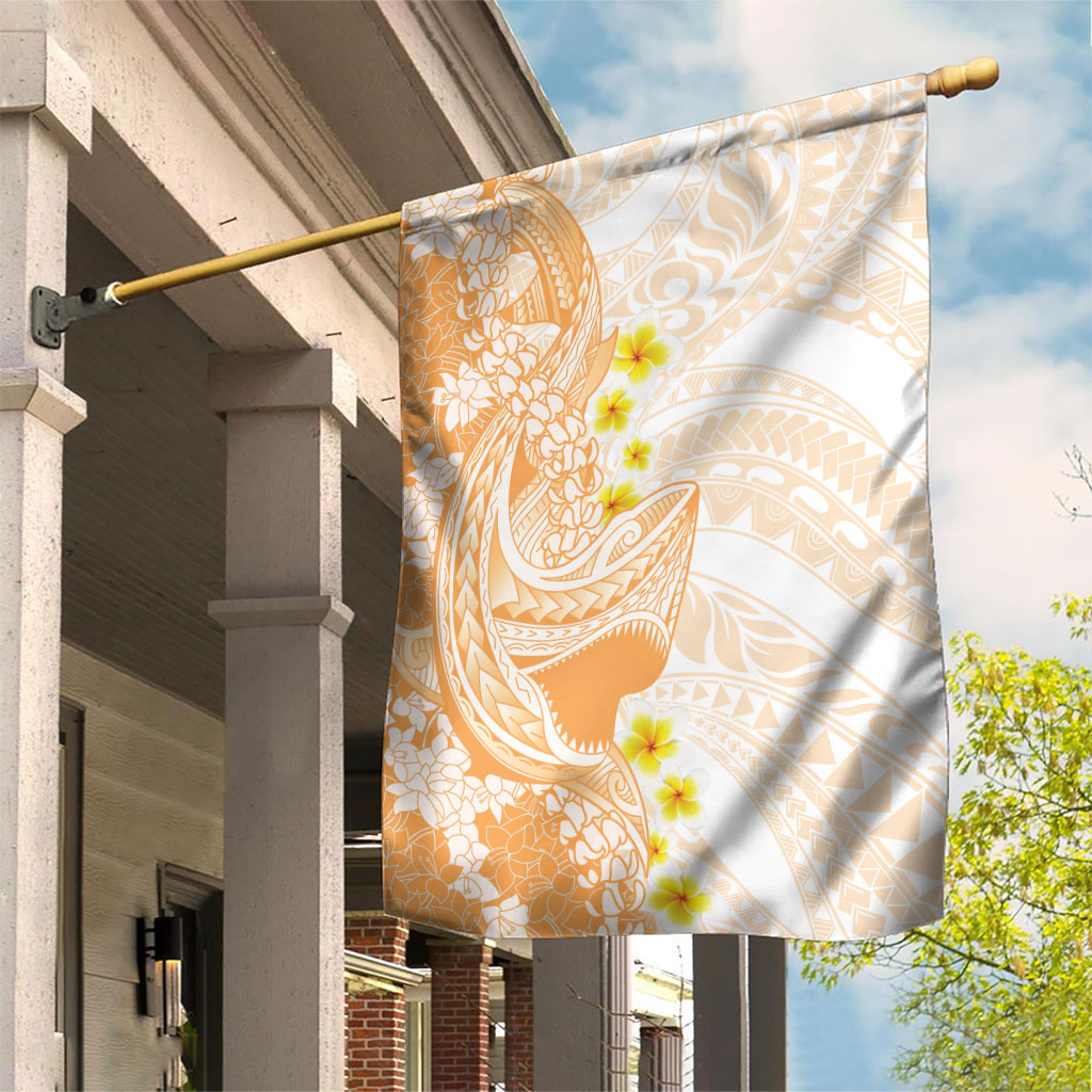 Orange Hawaii Shark Tattoo Garden Flag Puakenikeni Lei Plumeria Polynesian Pattern
