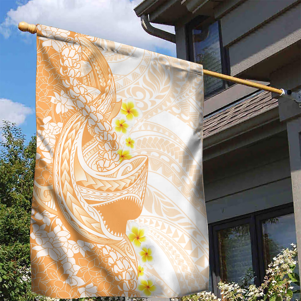 Orange Hawaii Shark Tattoo Garden Flag Puakenikeni Lei Plumeria Polynesian Pattern LT14 - Polynesian Pride