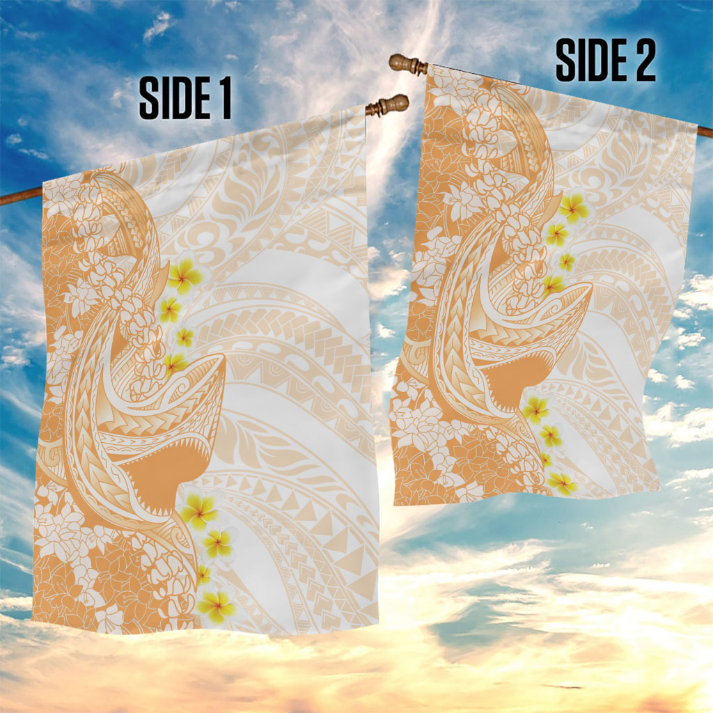 Orange Hawaii Shark Tattoo Garden Flag Puakenikeni Lei Plumeria Polynesian Pattern LT14 - Polynesian Pride