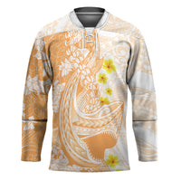 Orange Hawaii Shark Tattoo Hockey Jersey Puakenikeni Lei Plumeria Polynesian Pattern LT14 Unisex Orange - Polynesian Pride
