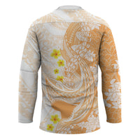 Orange Hawaii Shark Tattoo Hockey Jersey Puakenikeni Lei Plumeria Polynesian Pattern LT14 - Polynesian Pride