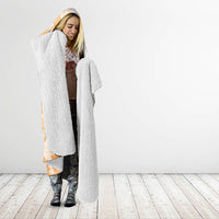 Orange Hawaii Shark Tattoo Hooded Blanket Puakenikeni Lei Plumeria Polynesian Pattern LT14 - Polynesian Pride