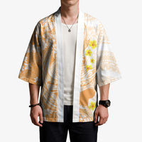 Orange Hawaii Shark Tattoo Kimono Puakenikeni Lei Plumeria Polynesian Pattern LT14 - Polynesian Pride
